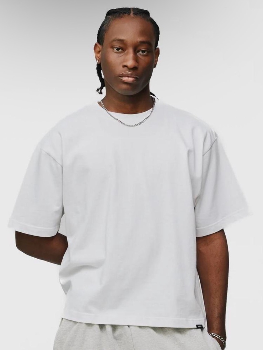 Men's Relaxed Fit White Crewneck Tee